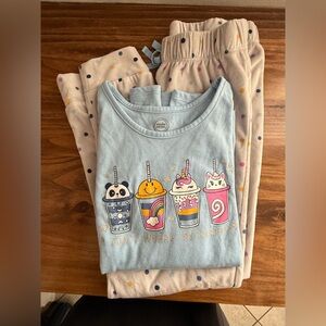 Wonder Nation Kids Pajama Set - Light Blue and Beige